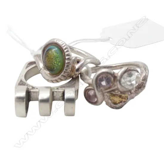 SIMON MISDALE DESIGN  THREE SILVER & GEMSTONE SET  RINGS From Simon's estate SIZE L Q S.