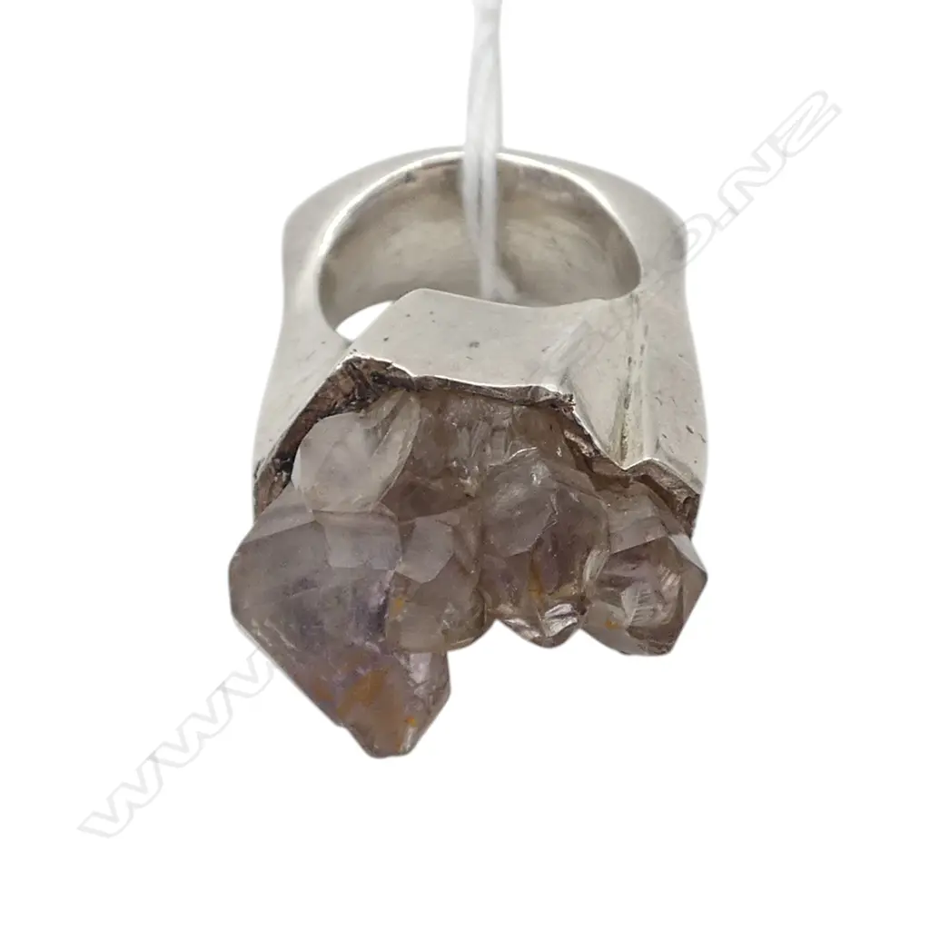 SIMON MISDALE DESIGN SILVER AND QUARTZ CRYSTAL SET RING From Simon's estate size N Image 1++
