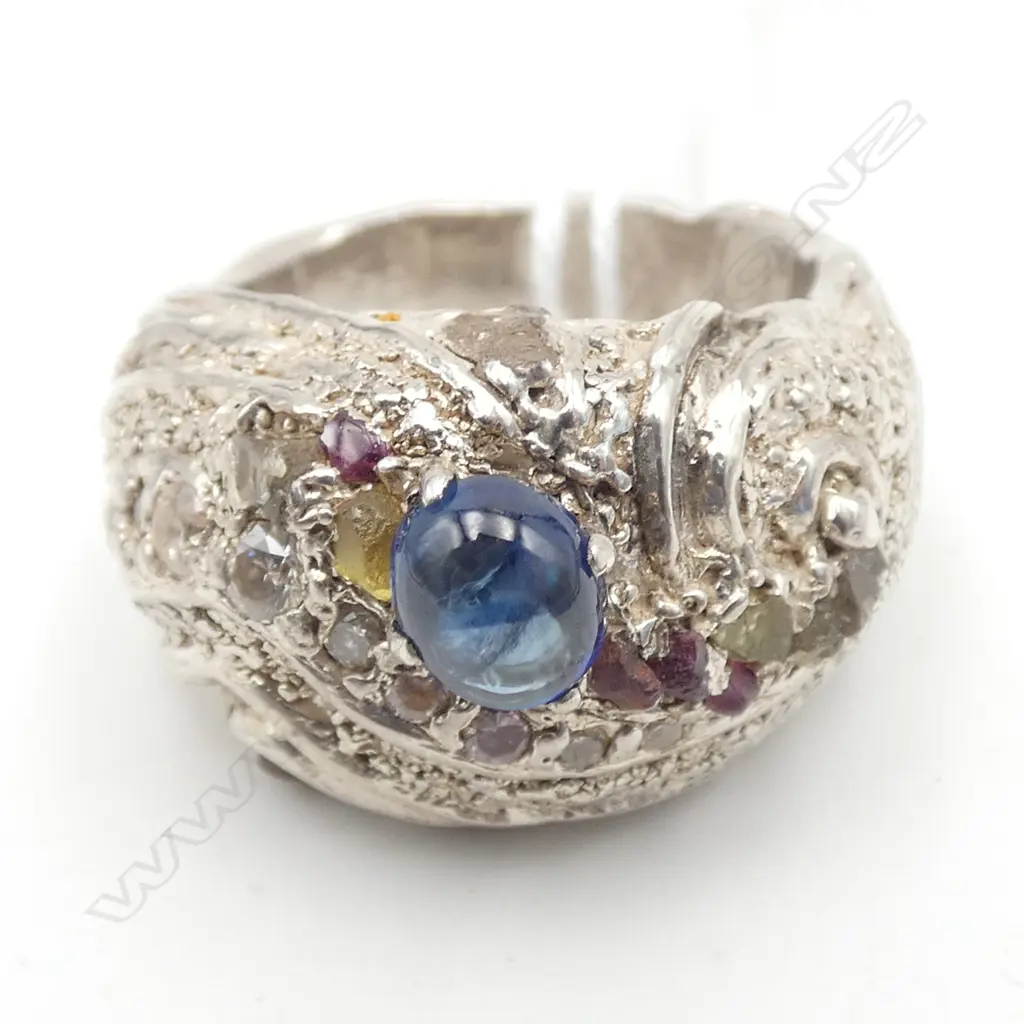 SIMON MISDALE DESIGN  SUBSTANTIAL SILVER GEMSTONE SET RING From Simon's estate SIZE R Image 1++