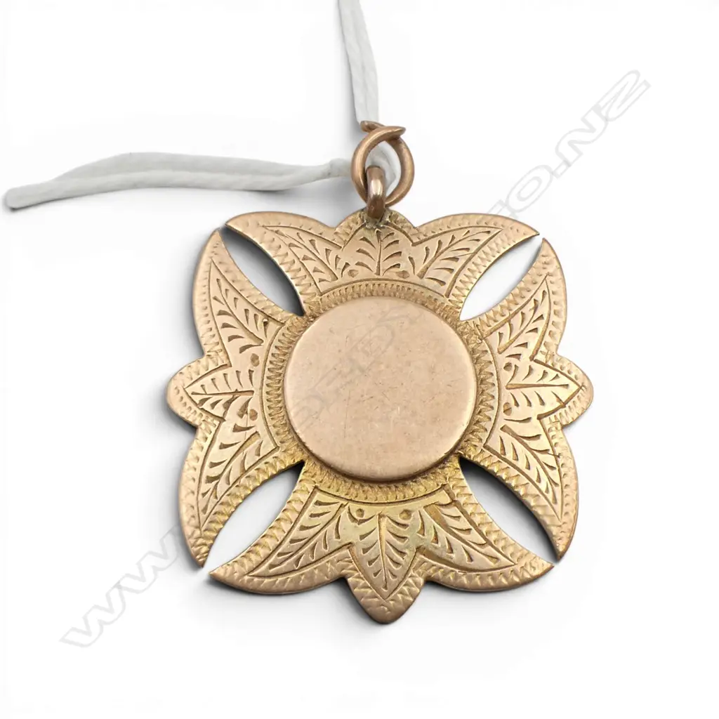 NZ COLONIAL W.J. WESNEY 9ct GOLD FOB MEDALLION 5.6gms Image 1++