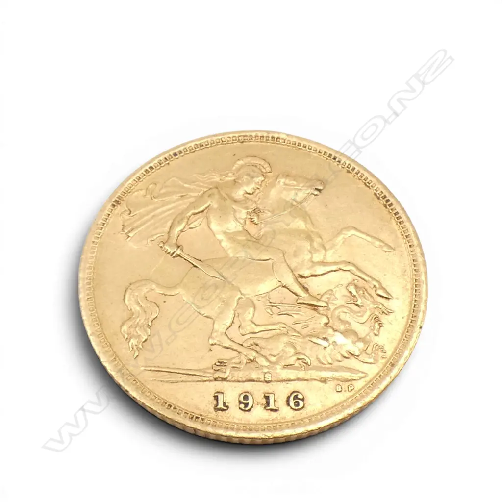 GOLD HALF SOVEREIGN COIN 1916 Sydney Mint 4gms Image 1++