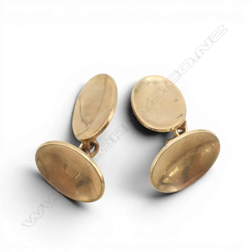 PR OLD 9ct GOLD CUFFLINKS dished oval panels 8.6gms Image 1++