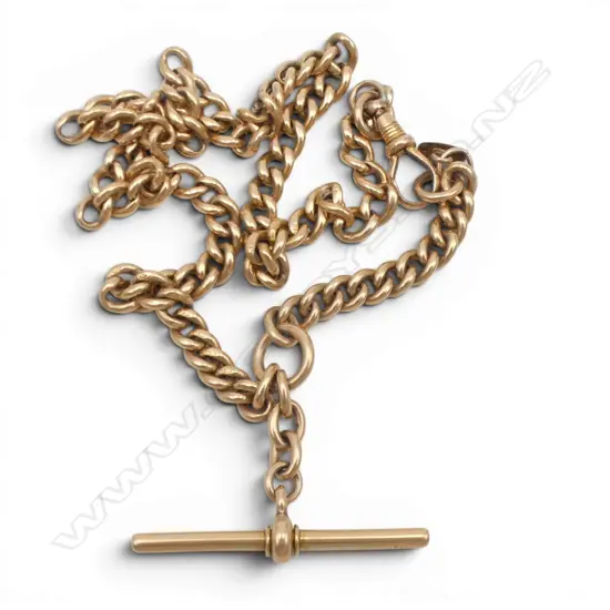 c.1900 15ct GOLD CURB LINK ALBERT CHAIN L.410mm. 34.2gms