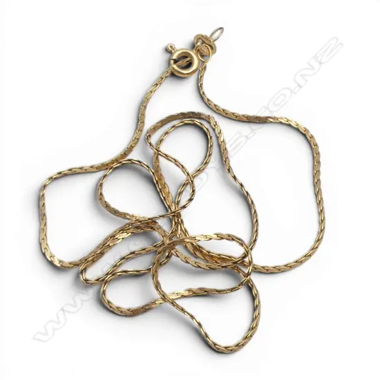 9ct YELLOW GOLD FINE FLAT LINK NECK CHAIN L.440mm 1.76gms
