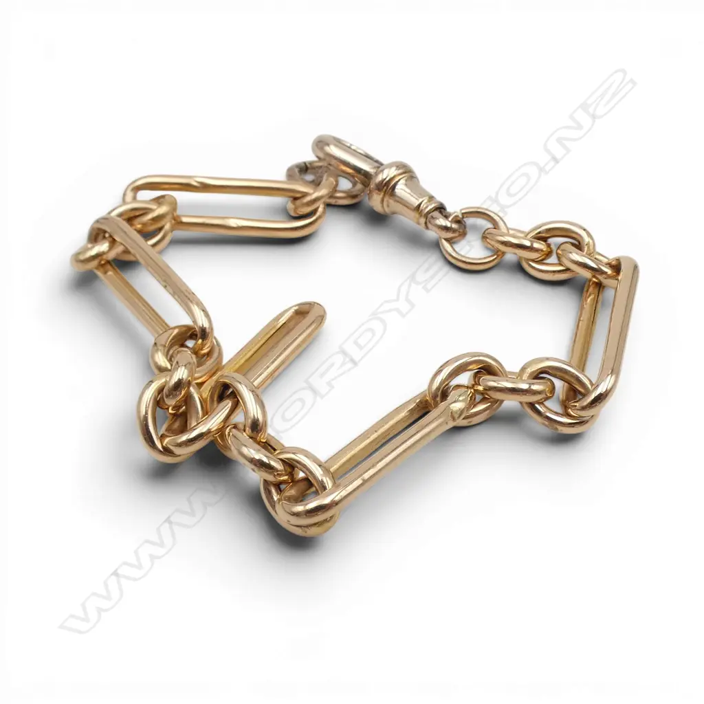 9ct GOLD FOB BRACELET L.190mm 7.1gms Image 1++
