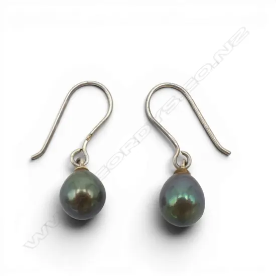 PR SILVER & BLACK PEARL EARRINGS 