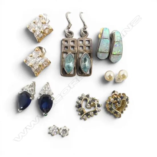 7 PRS EARRINGS, 5 STG SILVER