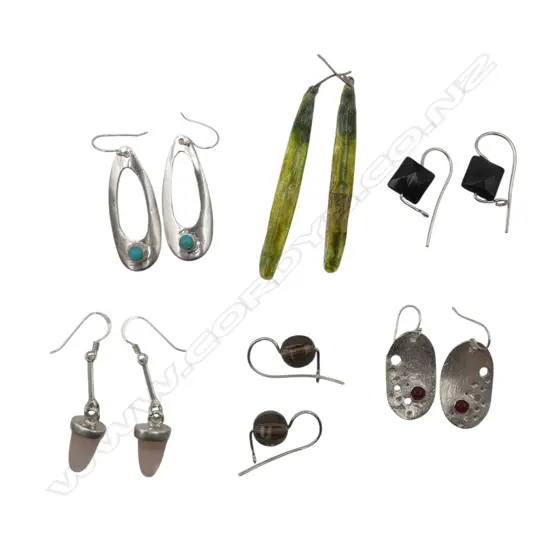SIX PAIRS SILVER/GEMSTONE EARRINGS From estate of jeweller Simon Misdale