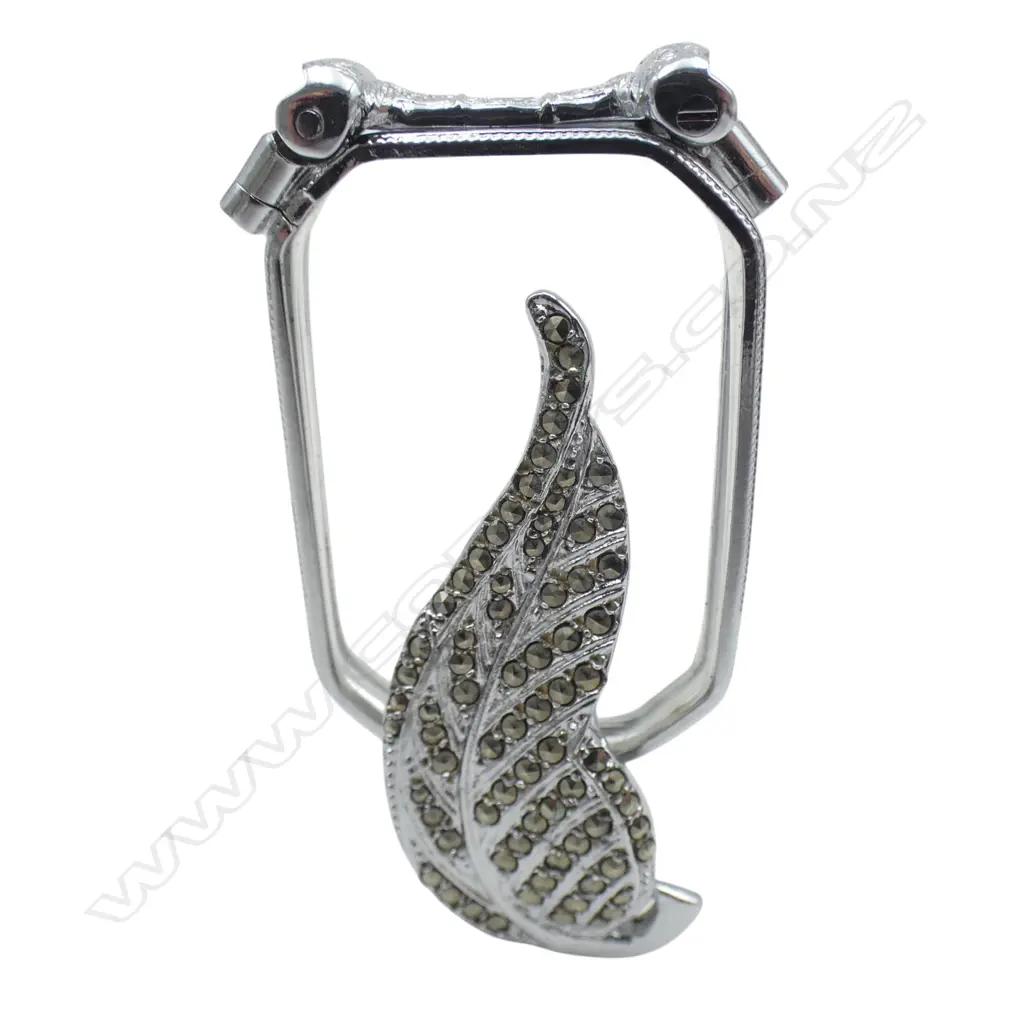 SILVER PLATE & MARCASITE FOLDING LORGNETTE  Image 1++