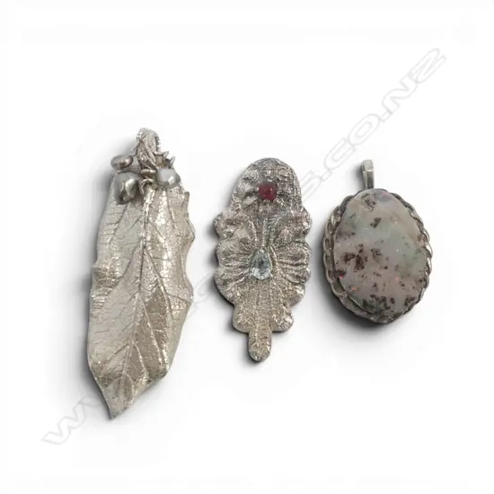 THREE SILVER GEMSTONE SET PENDANTS From estate of jeweller Simon Misdale
