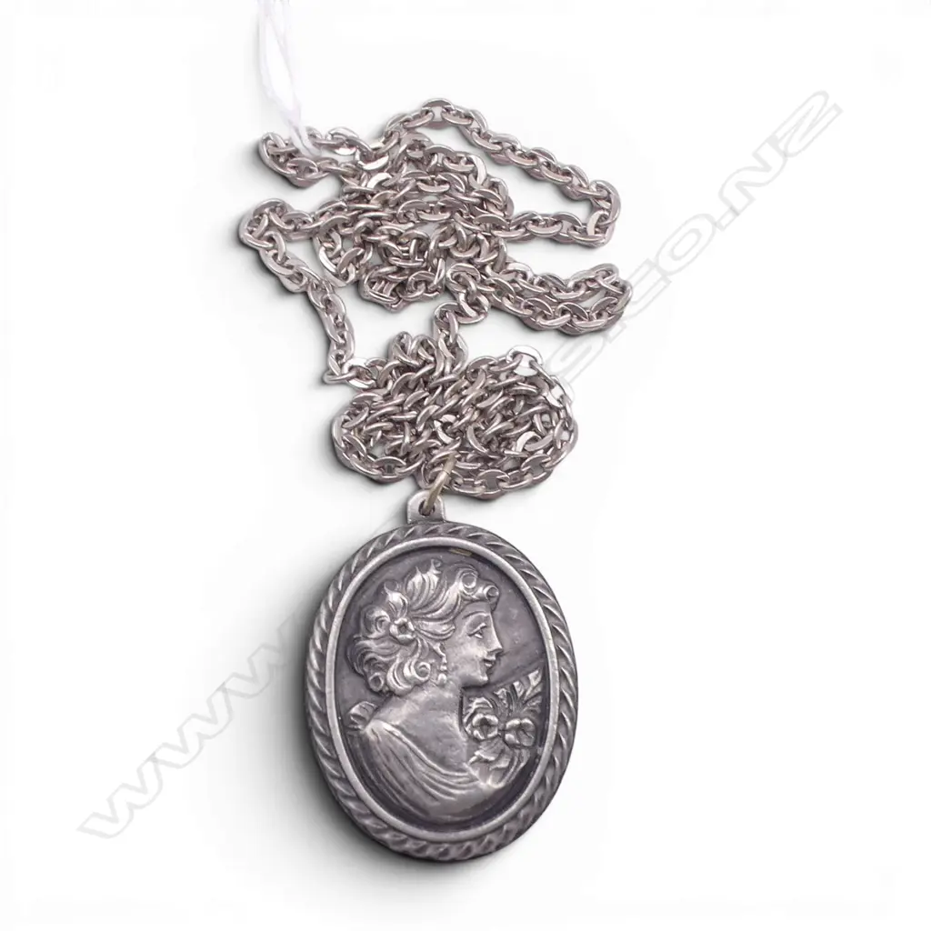 GEORG JENSON PEWTER ART NOUVEAU STYLE PENDANT AND CHAIN Image 1++
