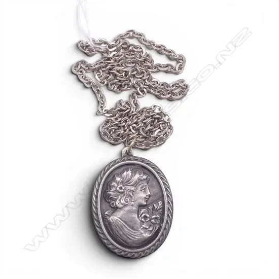 GEORG JENSON PEWTER ART NOUVEAU STYLE PENDANT AND CHAIN