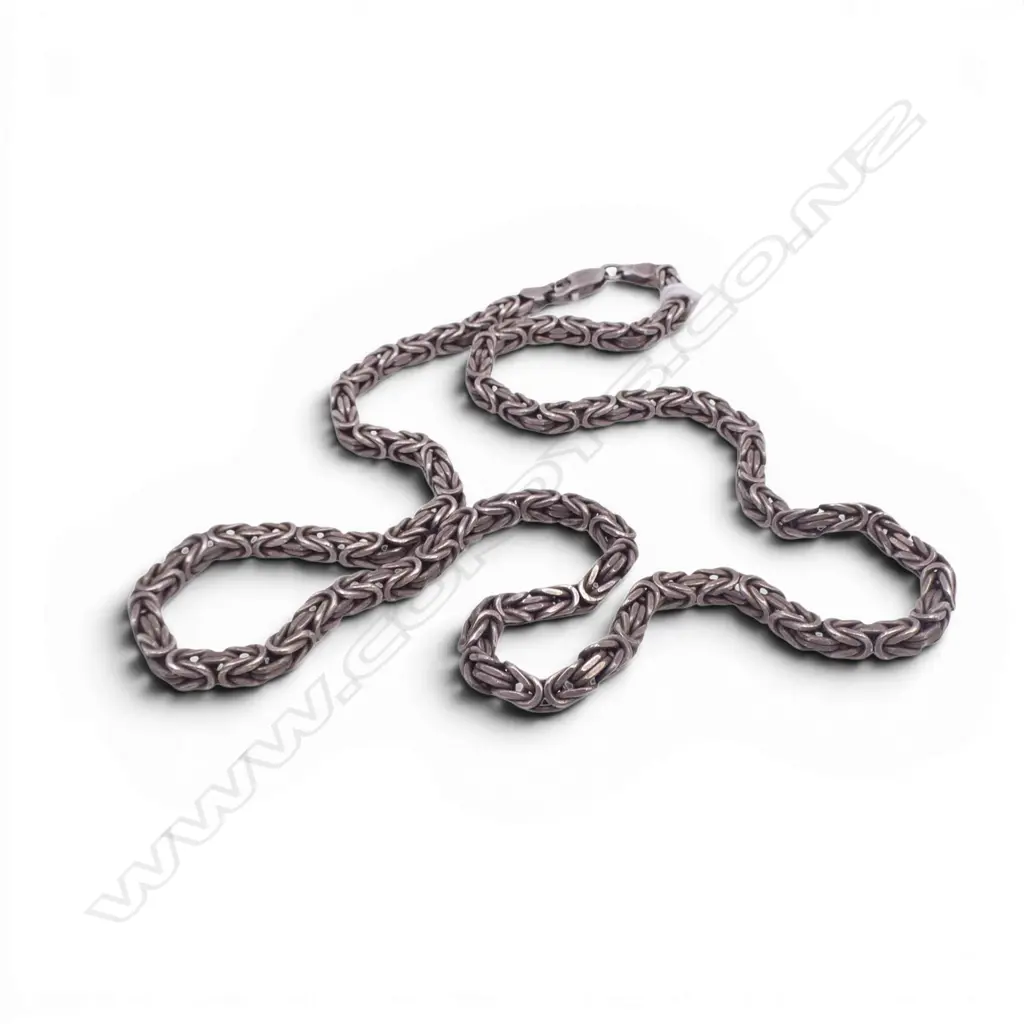 SILVER SQUARE SECTION INTERLINK NECK CHAIN L.420mm 27gms Image 1++