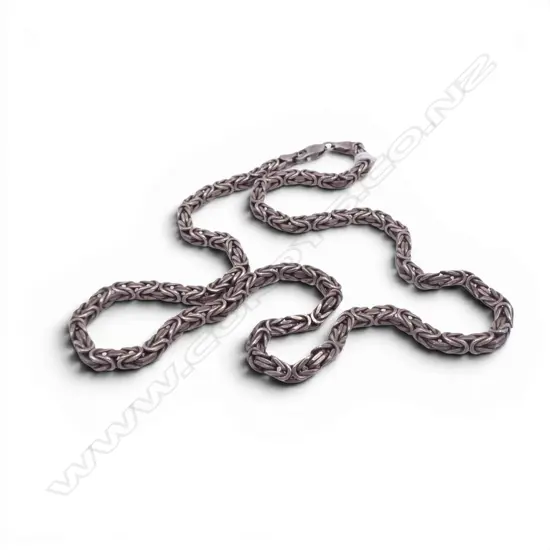 SILVER SQUARE SECTION INTERLINK NECK CHAIN L.420mm 27gms