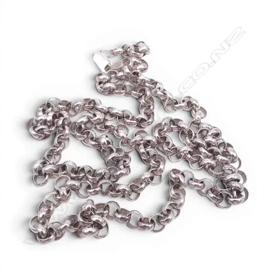 SILVER LONG BELCHER LINK NECK CHAIN L.680mm. 26.6gms