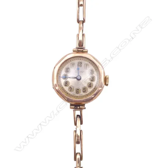 1920's BUREN LADIES 9ct WRISTWATCH with 9ct GOLD BRACELET STRAP working 18.3gms total. 