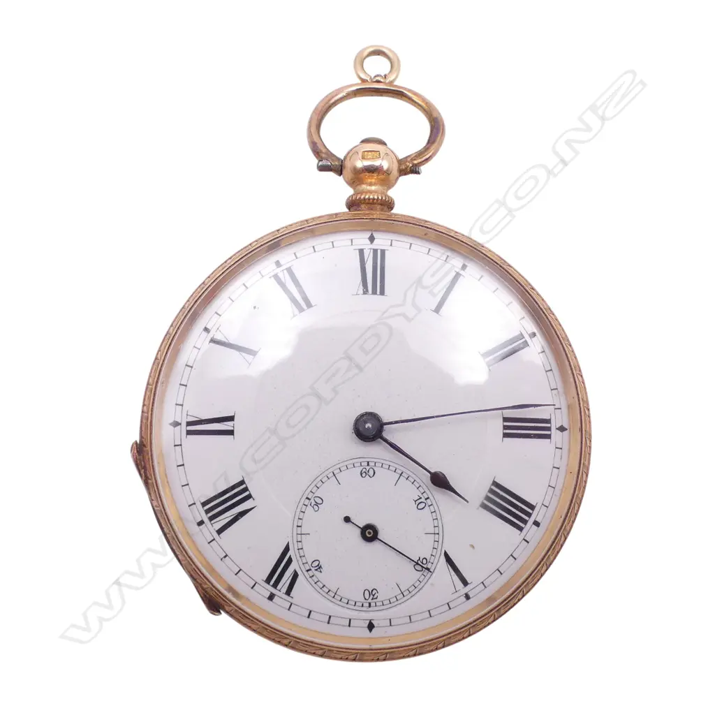 14ct GOLD 19thC POCKET WATCH open face. Plated dust cover. Running. 45.6gms Image 1++