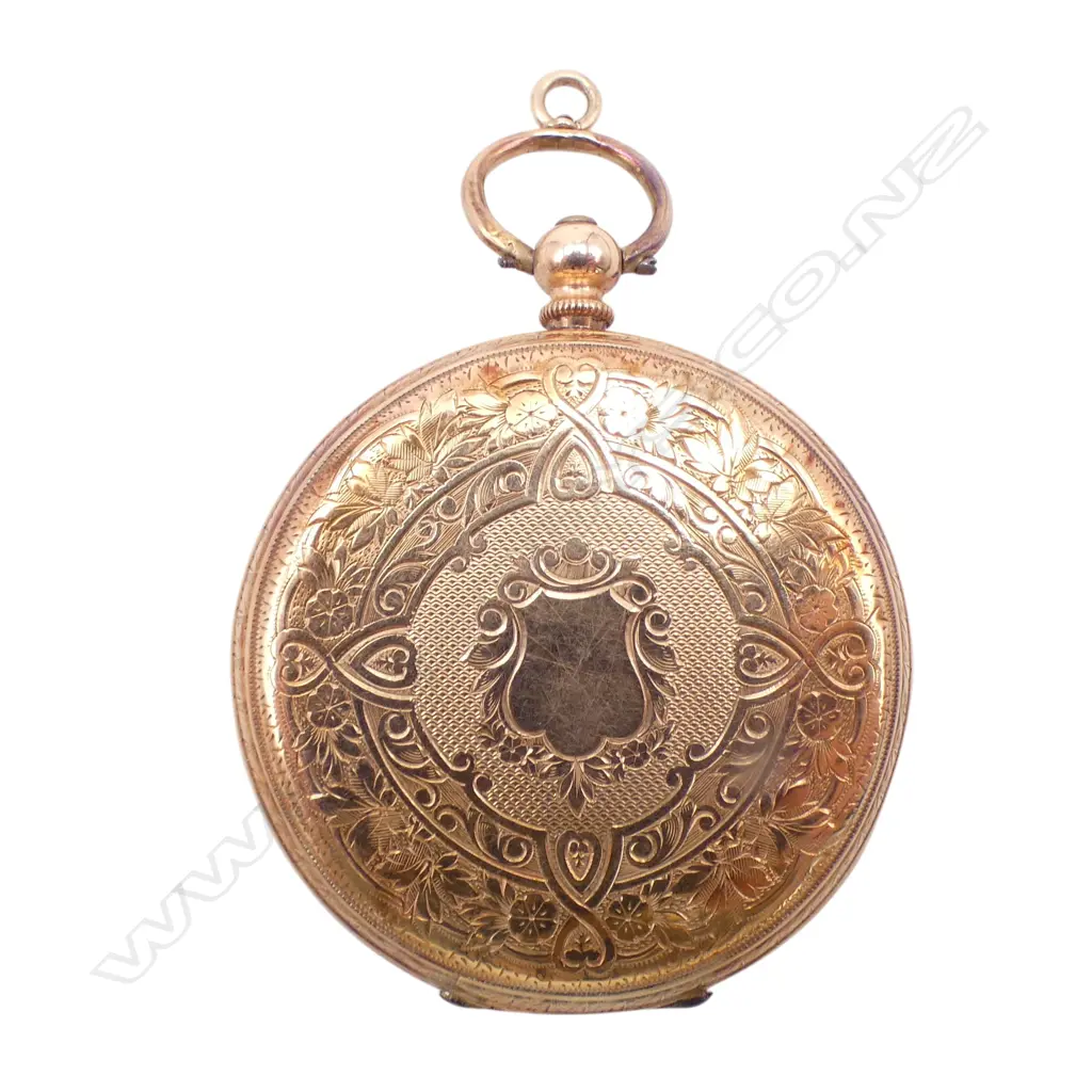 14ct GOLD 19thC POCKET WATCH open face. Plated dust cover. Running. 45.6gms Image 1++