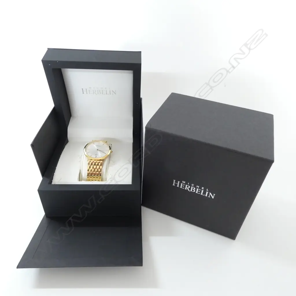 MICHEL HERBELIN 414/BP11 ROLELD GOLD WRISTWATCH, BOXED, new old stock Image 1++