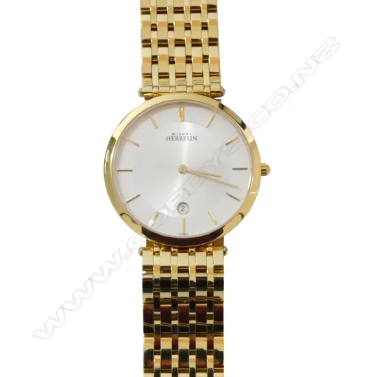 MICHEL HERBELIN 414/BP11 ROLELD GOLD WRISTWATCH, BOXED, new old stock