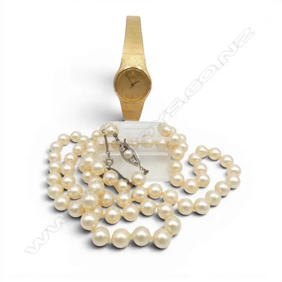 COSTUME PEARL NECKLACE (silver clasp) & LADIES SEIKO QUARTZ WRISTWATCH