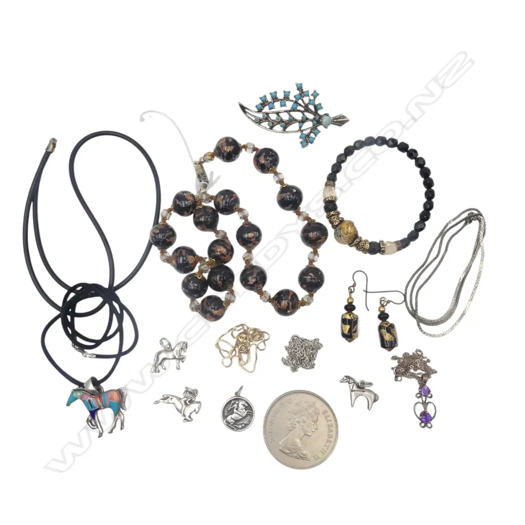 ASST. JEWELLERY, MOSTLY STG SILVER + MURANO NECKLACE, BRACELET & EARRINGS Image 1++