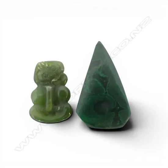 MALACHITE PCE + SMALL GREENSTONE HEI TIKI H.30mm