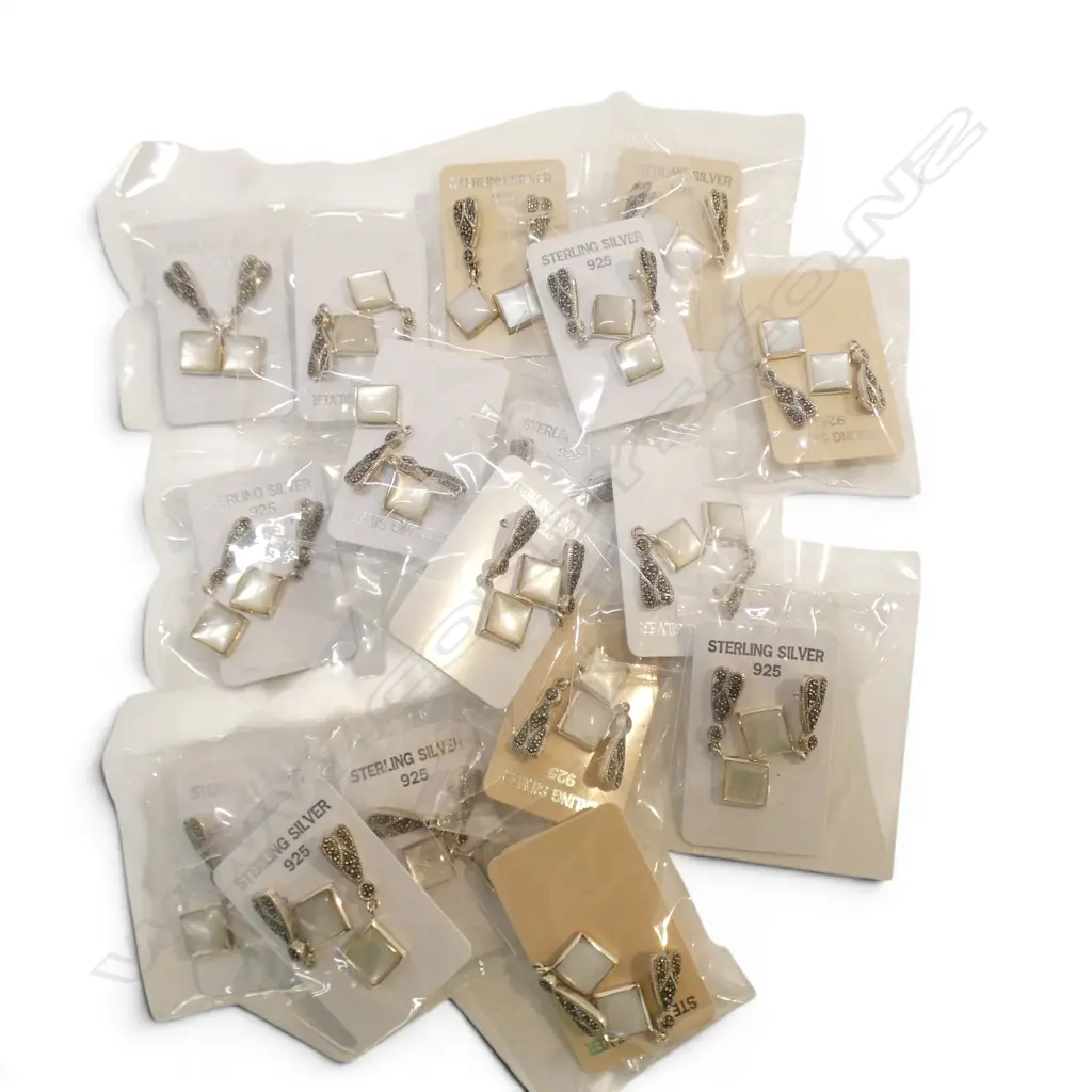 BAG of 17 pairs SILVER & gem set EARRINGS new old stock  Image 1++