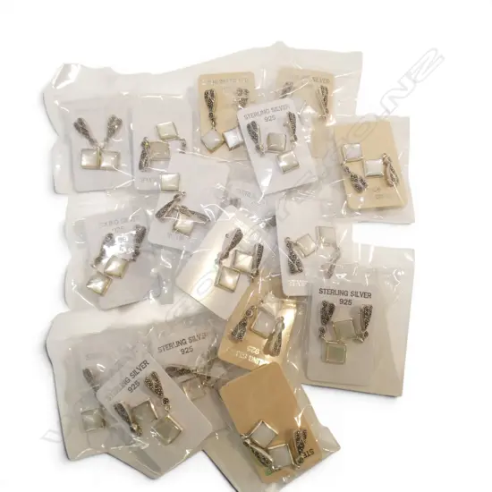 BAG of 17 pairs SILVER & gem set EARRINGS new old stock 