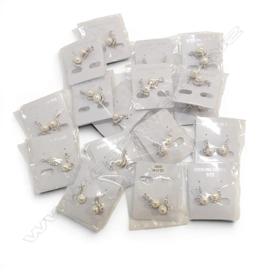 BAG of 17 pairs SILVER & gem set EARRINGS new old stock  Image 1++
