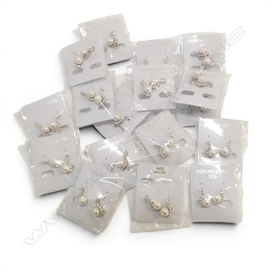 BAG of 17 pairs SILVER & gem set EARRINGS new old stock 