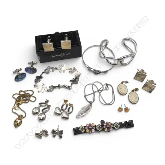 ASST. JEWELLERY INCL.  925 SILVER BRACELET, 3 PRS EARRINGS 40gms ETC