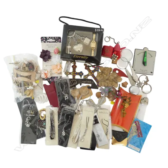 ASST. HAIR ACCESSORIES, PHONE CHARMS, MAGNIFYING GLASSES, BOOK MARKS, WATCH ETC