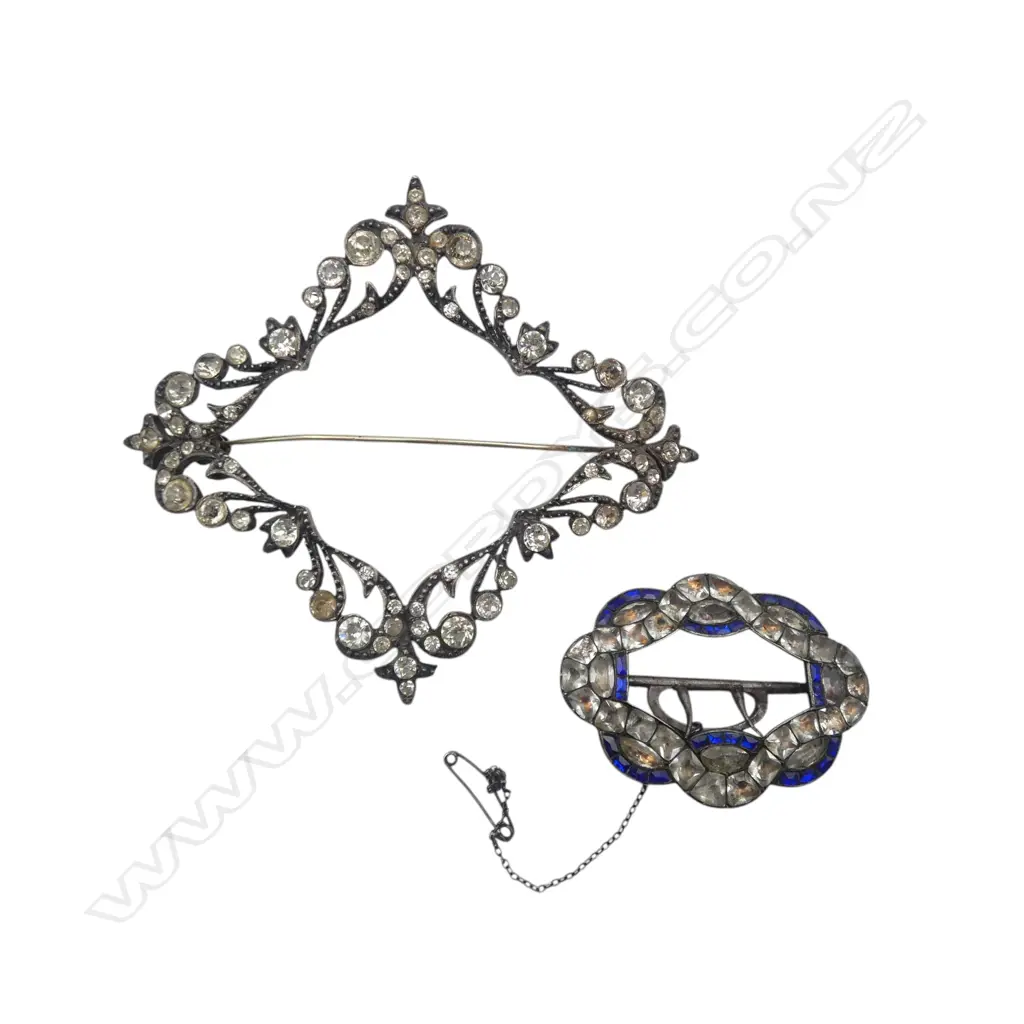 2 STG SILVER & PASTE BUCKLE/ BROOCHES CIRCA 1800 Image 1++