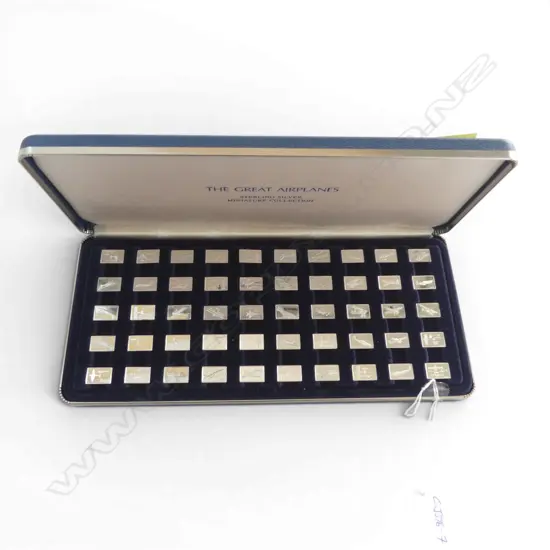 VINTAGE c.1987 STERLING SILVER SET 50 'THE GREAT AIRPLANES' 'MINIATURE COLLECTION' approx.102gms boxed