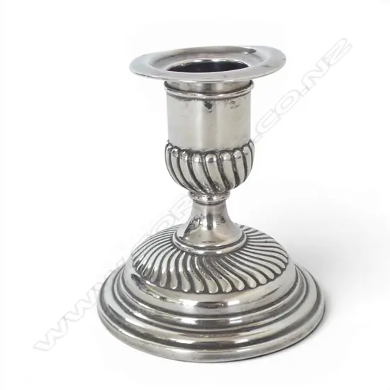 STG SILVER CANDLESTICK, WEIGHTED H.90mm rim slightly dented
