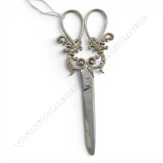 PR SCISSORS w. STG SILVER BLADES, B'HAM 1927 L.175mm