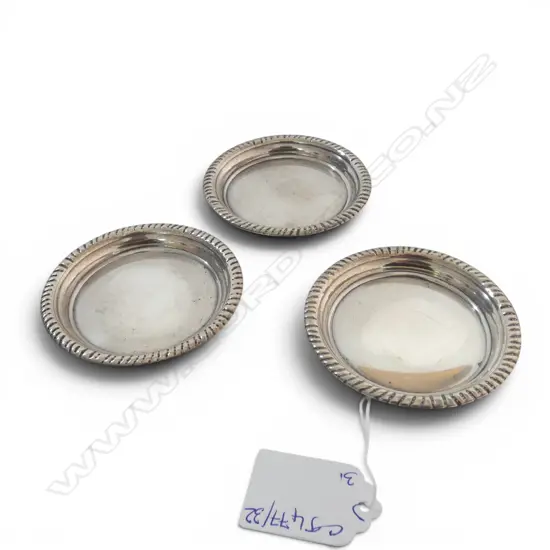 3 STG SILVER DISHES BY TANE MEXICO 70mm dia, 68gms