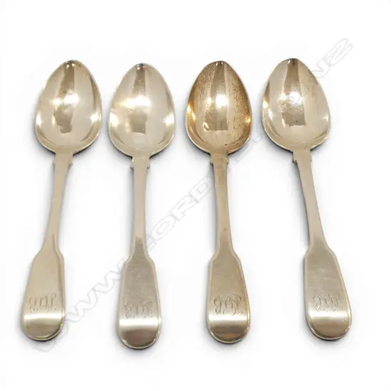4 GEORGIANS STG SILVER SPOONS, LONDON 1824, 200gms