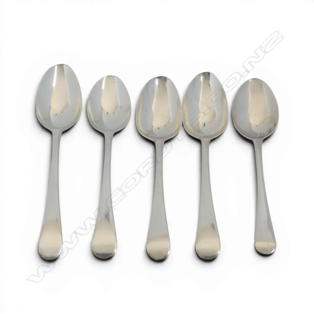 5 GEORGIAN S/SILVER TEASPOONS LONDON 1793-1812  89.4GMS Image 1++