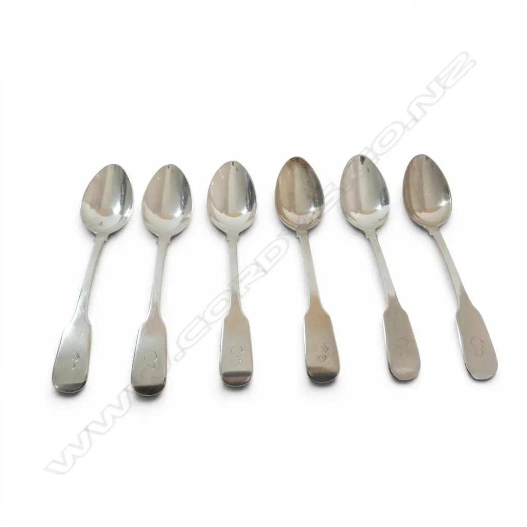 6 GEORGIAN STG SILVER SPOONS, EDWARD THOMASON, BIRMINGHAM 1833, 269gms Image 1++