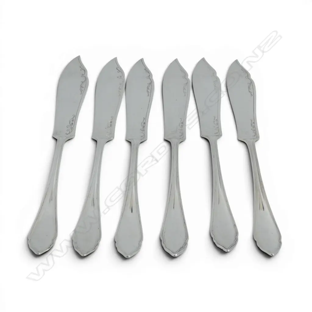 AUSTRIAN 800 SILVER 6 FISH KNIVES  ALEXANDER STURM MAKER 338GMS Image 1++