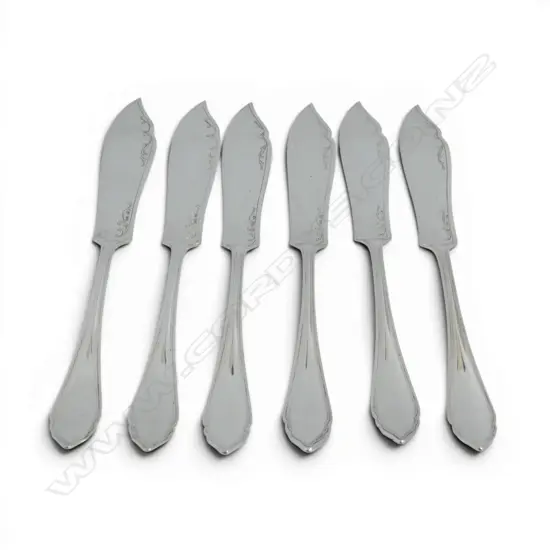 AUSTRIAN 800 SILVER 6 FISH KNIVES  ALEXANDER STURM MAKER 338GMS