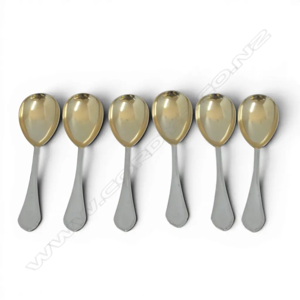 AUSTRIAN 800 SILVER  6 GILT BOWLED DESSERT SPOONS ALEXANDER STURM MAKER 168GMS Image 1++