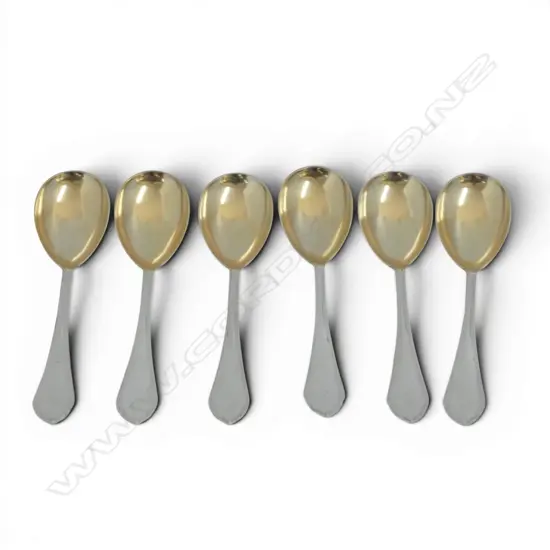 AUSTRIAN 800 SILVER  6 GILT BOWLED DESSERT SPOONS ALEXANDER STURM MAKER 168GMS
