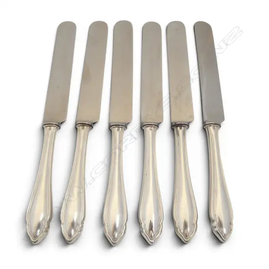 AUSTRIAN 800 SILVER HANDLED 6 LARGE TABLE KNIVES 501.9GMS TOTAL WIEGHT 