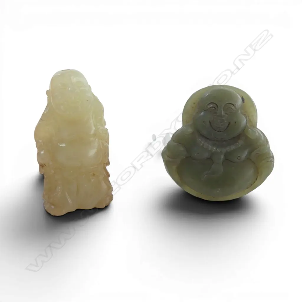 2 JADE BUDDHA CARVINGS tallest 50mm Image 1++