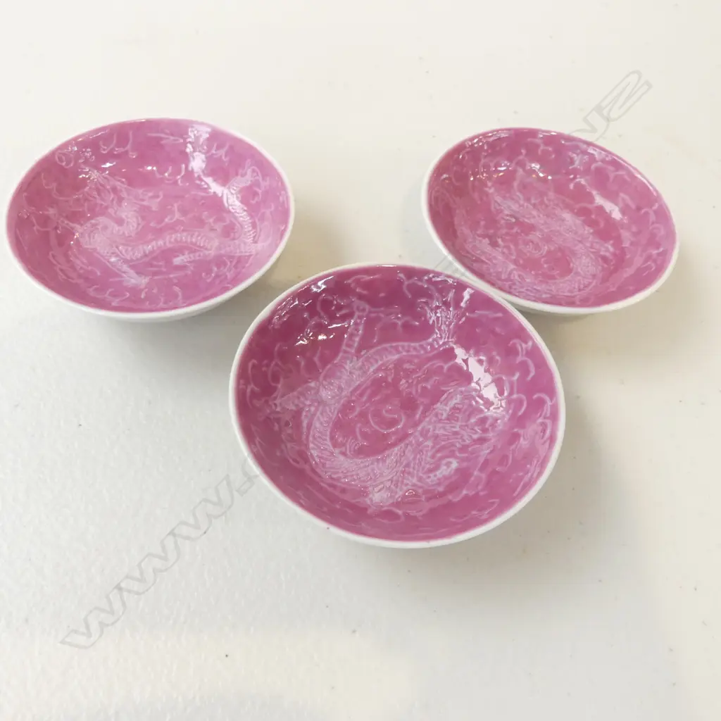 3 LATE QING CHINESE BOWLS Dia.80mm Image 1++