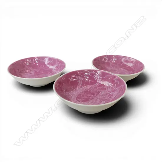 3 LATE QING CHINESE BOWLS Dia.80mm