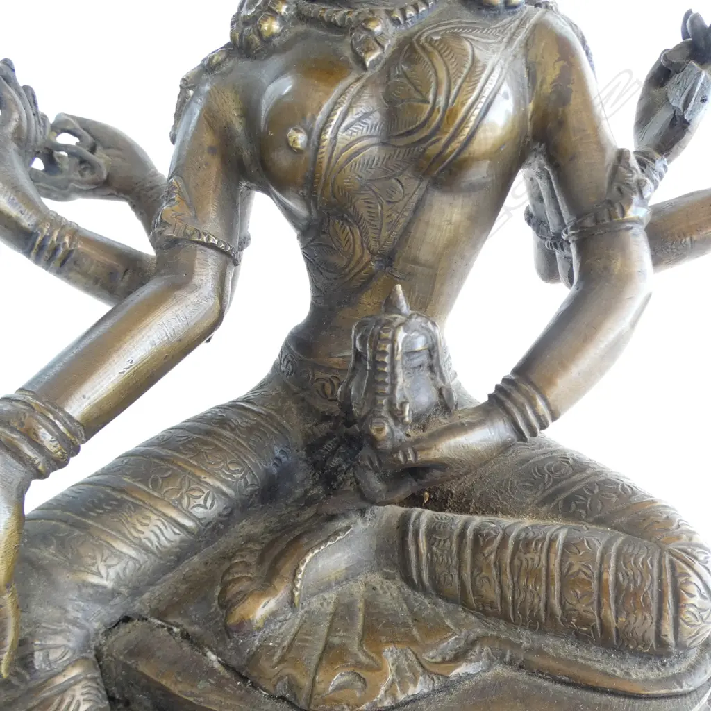 INDIAN BRONZE SIX ARM DEITY H.290mm Image 1++